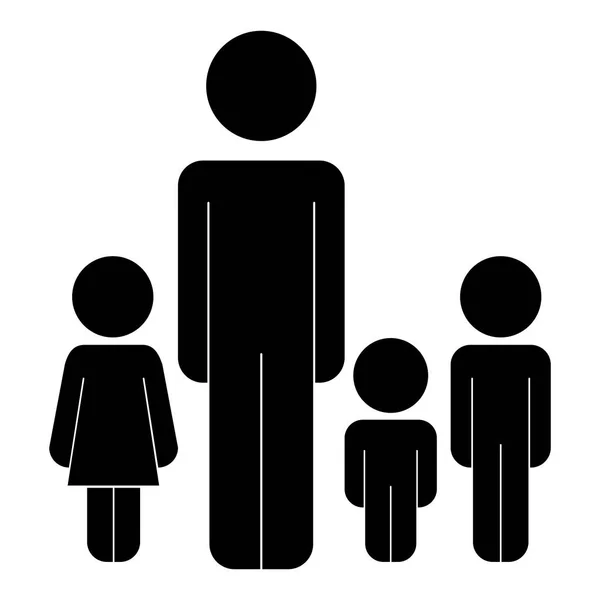 Père avec enfants silhouette silhouette — Image vectorielle
