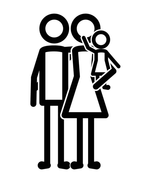Ouders paar met dochter — Stockvector