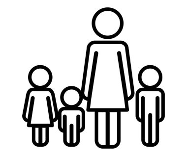 çocuklar şekil siluet ile anne