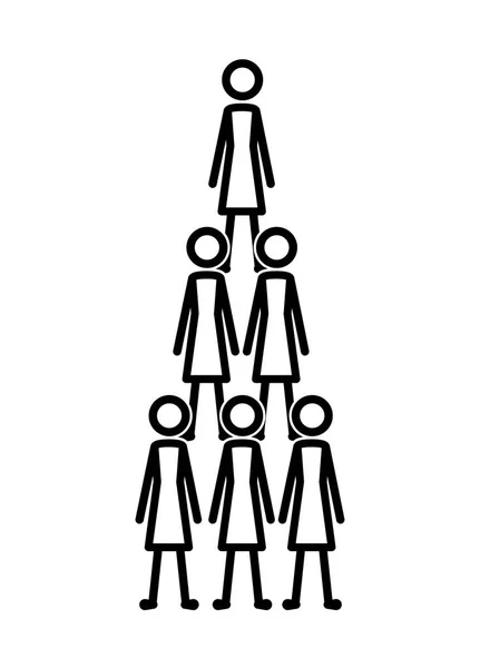 Skupina žen v pyramidových siluetách — Stockový vektor
