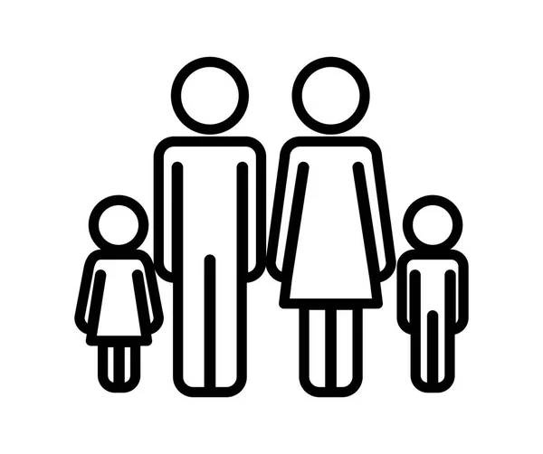 Parents couple avec enfants chiffres — Image vectorielle