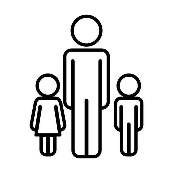 父亲与儿子和女儿的数字剪影 — 图库矢量图片
