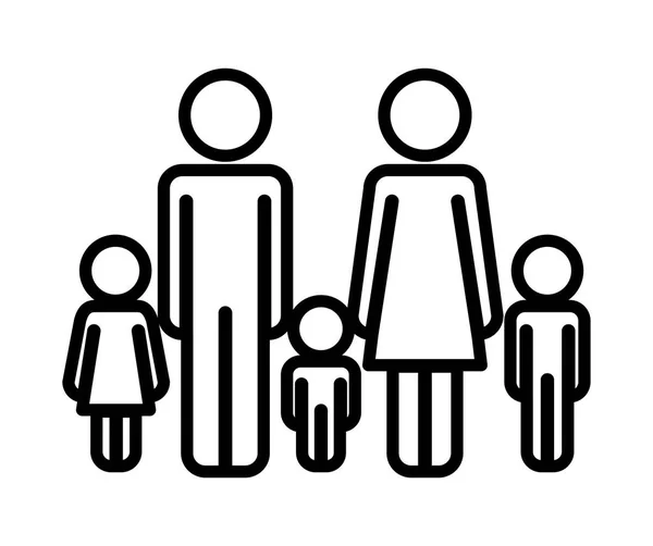 Parents couple avec enfants chiffres — Image vectorielle