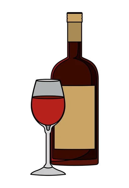Wine cup and bottle icon — Stock Vector