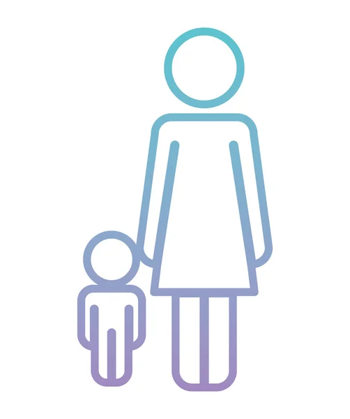 Mother with son figures silhouettes — Stock Vector