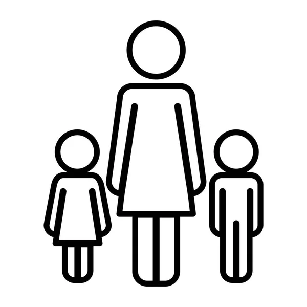 Mor med son och dotter figurer silhuetter — Stock vektor