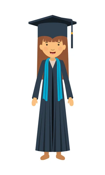 Young girl graduate character — Stock Vector