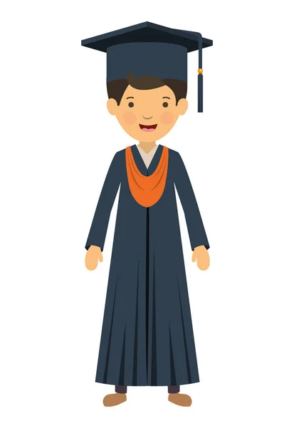 Joven chico graduado carácter — Vector de stock