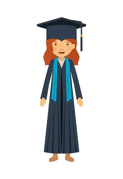 Young girl graduate character — Stock Vector