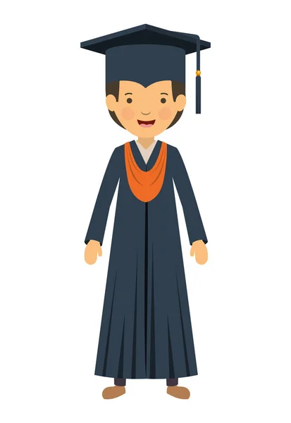 Young boy graduate character — Stock Vector