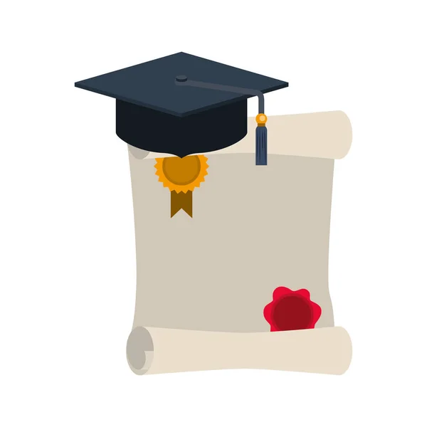 Chapeau graduation avec diplôme — Image vectorielle