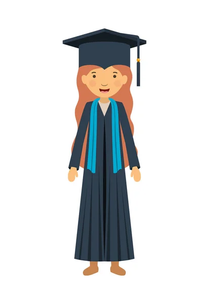 Young girl graduate character — Stock Vector