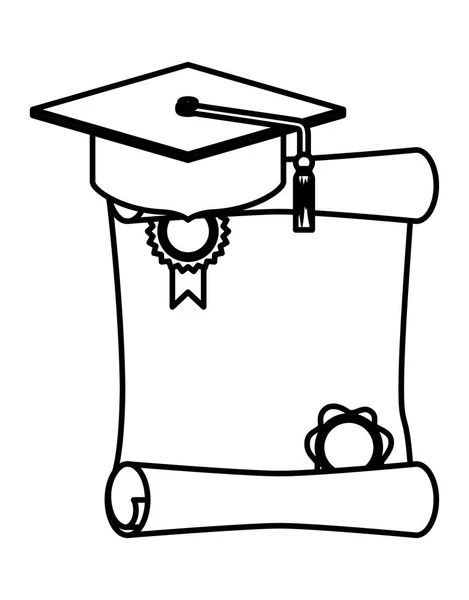 Αποφοίτηση με καπέλο με δίπλωμα — Διανυσματικό Αρχείο