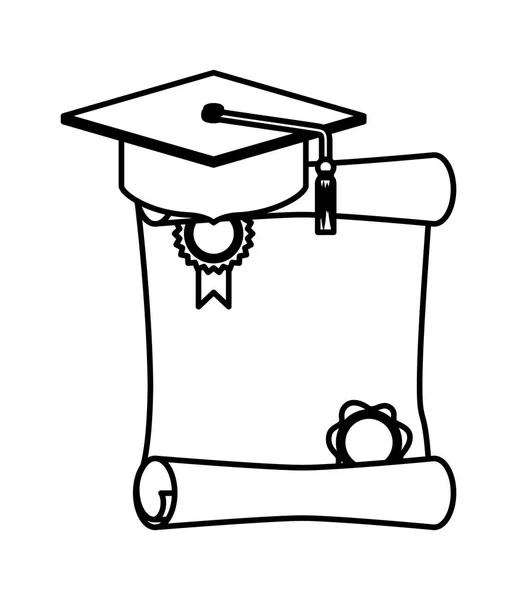 Sombrero de graduación con diploma — Archivo Imágenes Vectoriales