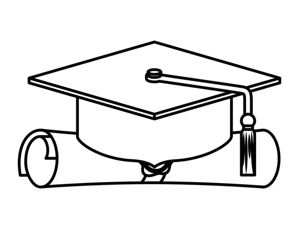 Chapeau graduation avec diplôme — Image vectorielle