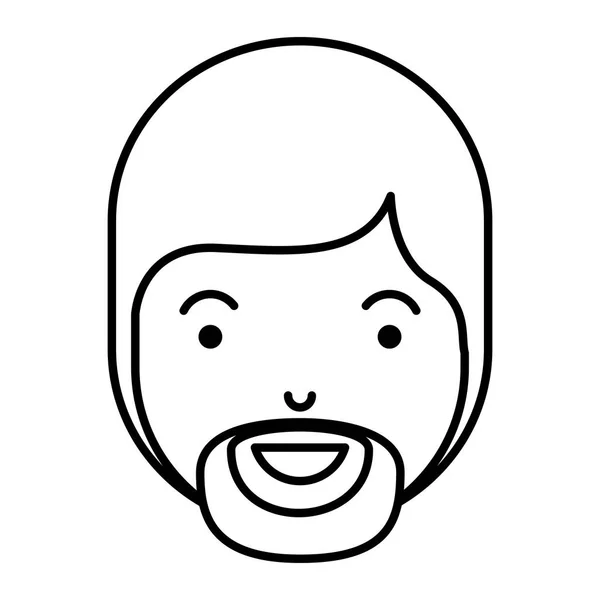 Young man head with beard avatar character — Stock Vector