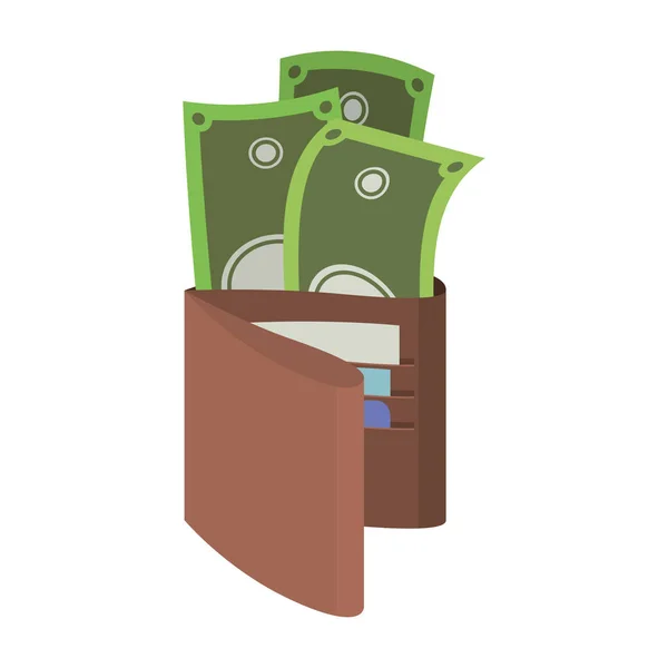 Dinheiro da carteira com notas de dólares —  Vetores de Stock