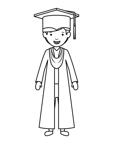 Joven chico graduado carácter — Vector de stock