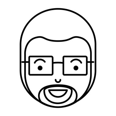 sakal ve gözlük ile genç adam kafa