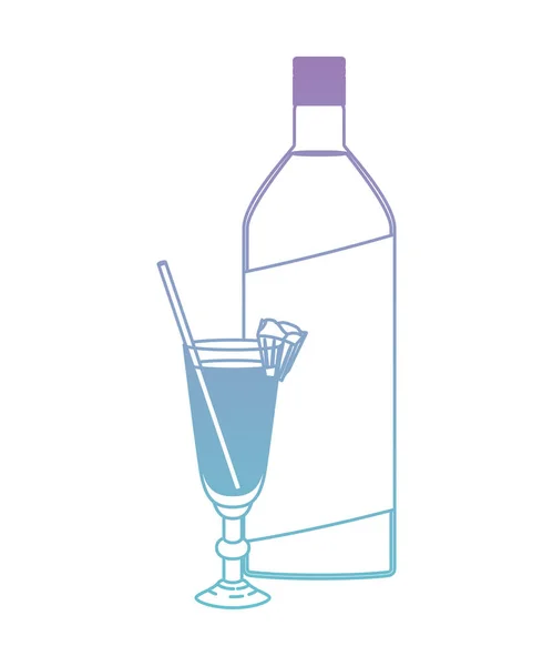 Tasse Cocktail-Drink mit Flasche — Stockvektor