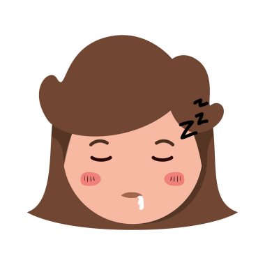 baş kadın karikatür kız uyuyan