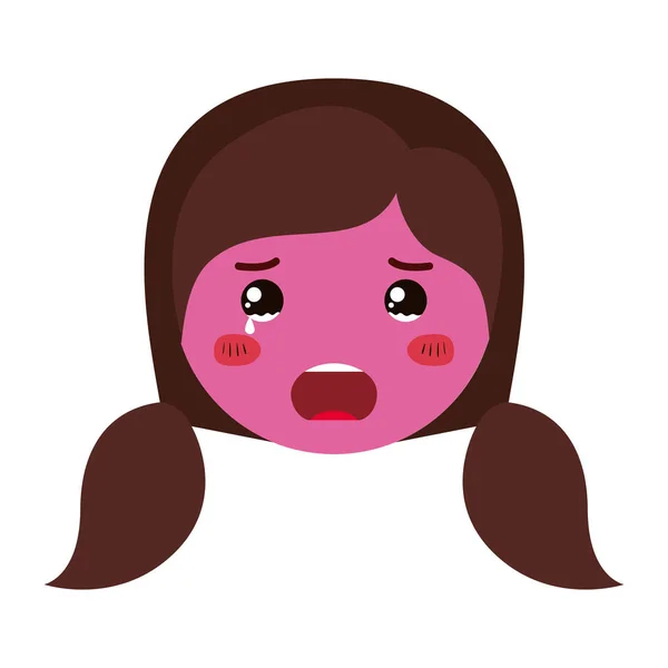 Charakter głowa kobieta kreskówka płacz — Wektor stockowy