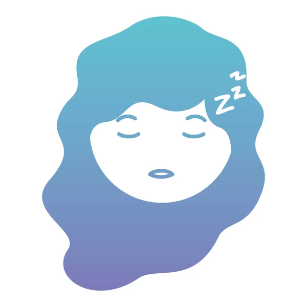 Desenho animado cabeça mulher dormindo personagem kawaii —  Vetores de Stock
