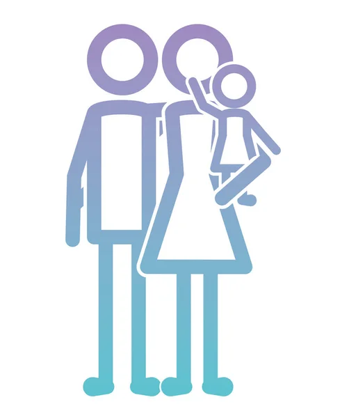 Parents couple with daughter — Stock Vector