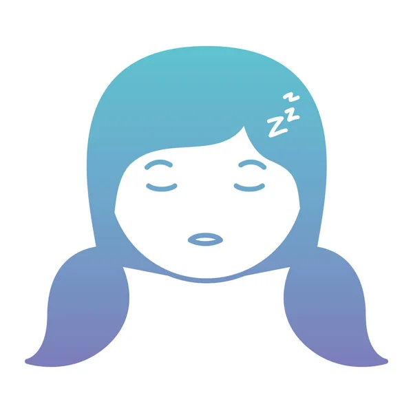Dibujos animados cabeza mujer dormido kawaii carácter — Vector de stock