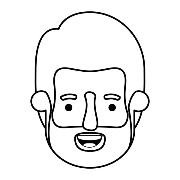 Cabeza de hombre joven con carácter avatar barba — Vector de stock