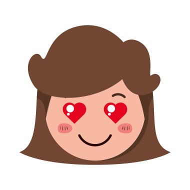 aşk Kawaii karakter karikatür baş kadın