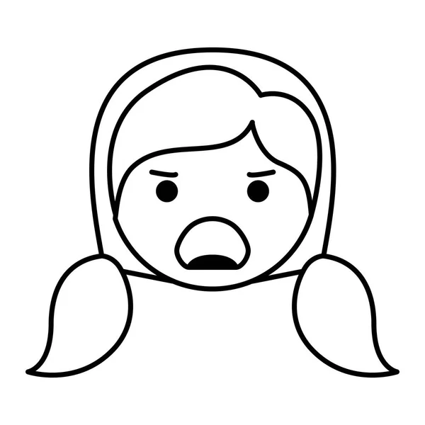 Καρτούν γυναίκα θυμωμένη κεφάλι χαριτωμένο χαρακτήρα — Διανυσματικό Αρχείο