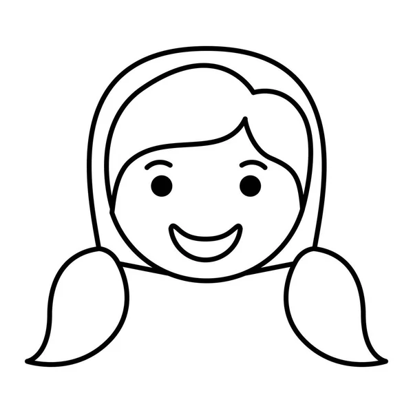 Tecknad kvinna lycklig huvud kawaii karaktär — Stock vektor