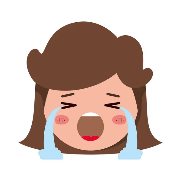 Καρτούν γυναίκα κλάμα κεφάλι χαριτωμένο χαρακτήρα — Διανυσματικό Αρχείο