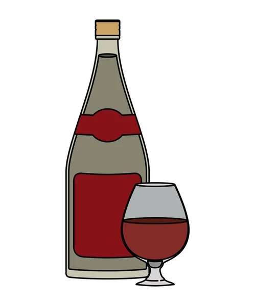 Şarap bardağı ve şişe simgesi — Stok Vektör