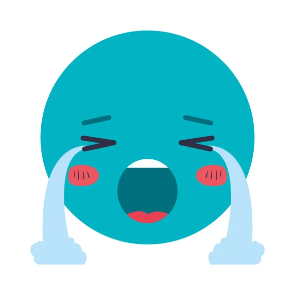 Desenho animado choro cabeça kawaii personagem —  Vetores de Stock