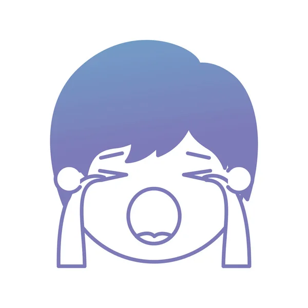 Caricatura hombre llorando cabeza kawaii carácter — Vector de stock