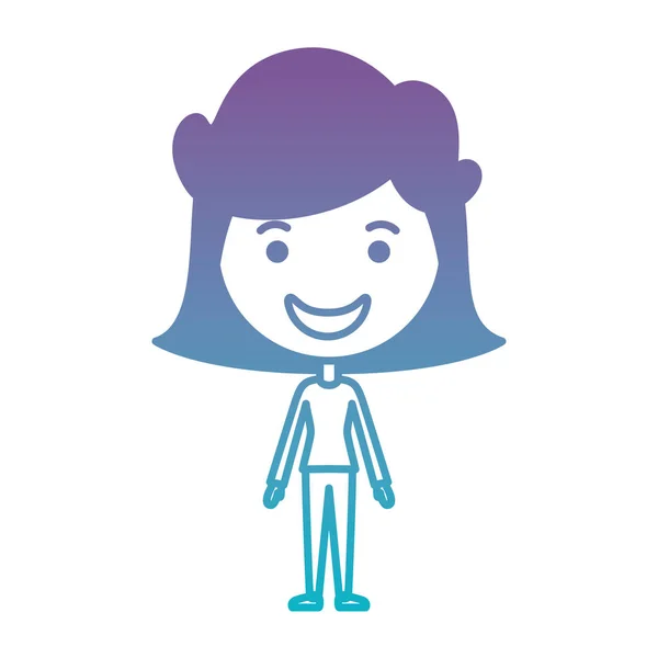 Dessin animé femme heureux kawaii caractère — Image vectorielle