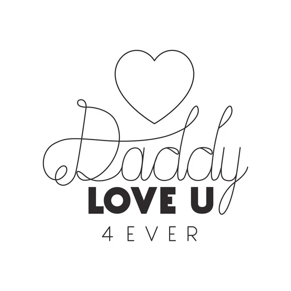 Fathers day handmade font with heart — Stock Vector