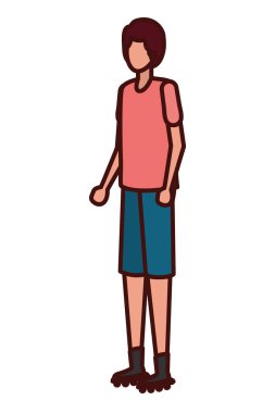 Genç adam paten spor karakter pratiği