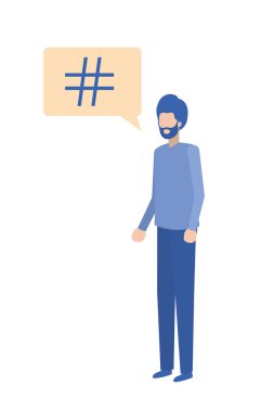 diyalog kabarcık avatar karakter ile genç adam