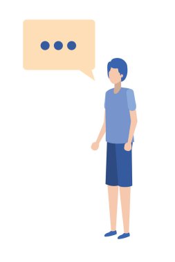 diyalog kabarcık avatar karakter ile genç adam