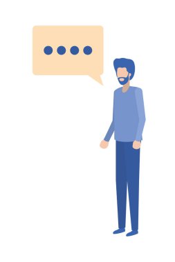 diyalog kabarcık avatar karakter ile genç adam