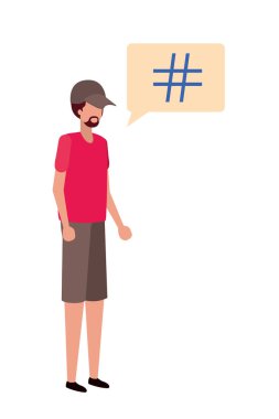 diyalog kabarcık avatar karakter ile genç adam