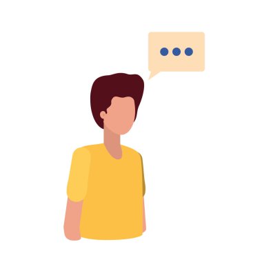 diyalog kabarcık avatar karakter ile genç adam