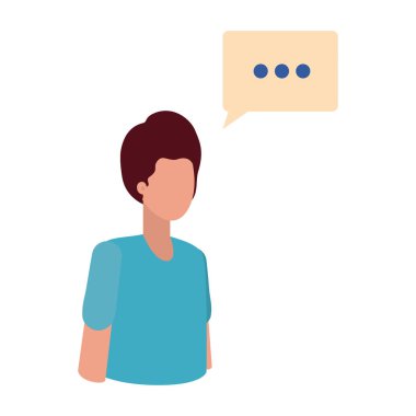 diyalog kabarcık avatar karakter ile genç adam