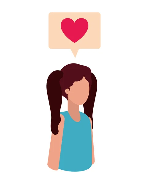 Young woman with speech bubble avatar character — Stock Vector