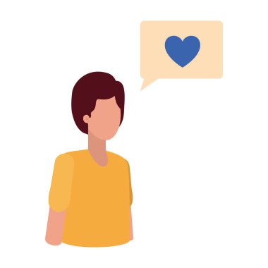 diyalog kabarcık avatar karakter ile genç adam