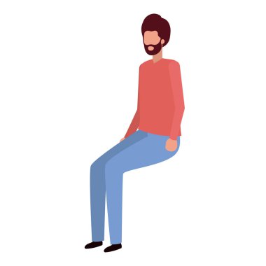 Genç adam oturan avatar karakter