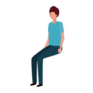 Genç adam oturan avatar karakter